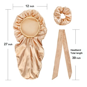 3 Piece Set Wigs and Braids Satin Bonnet